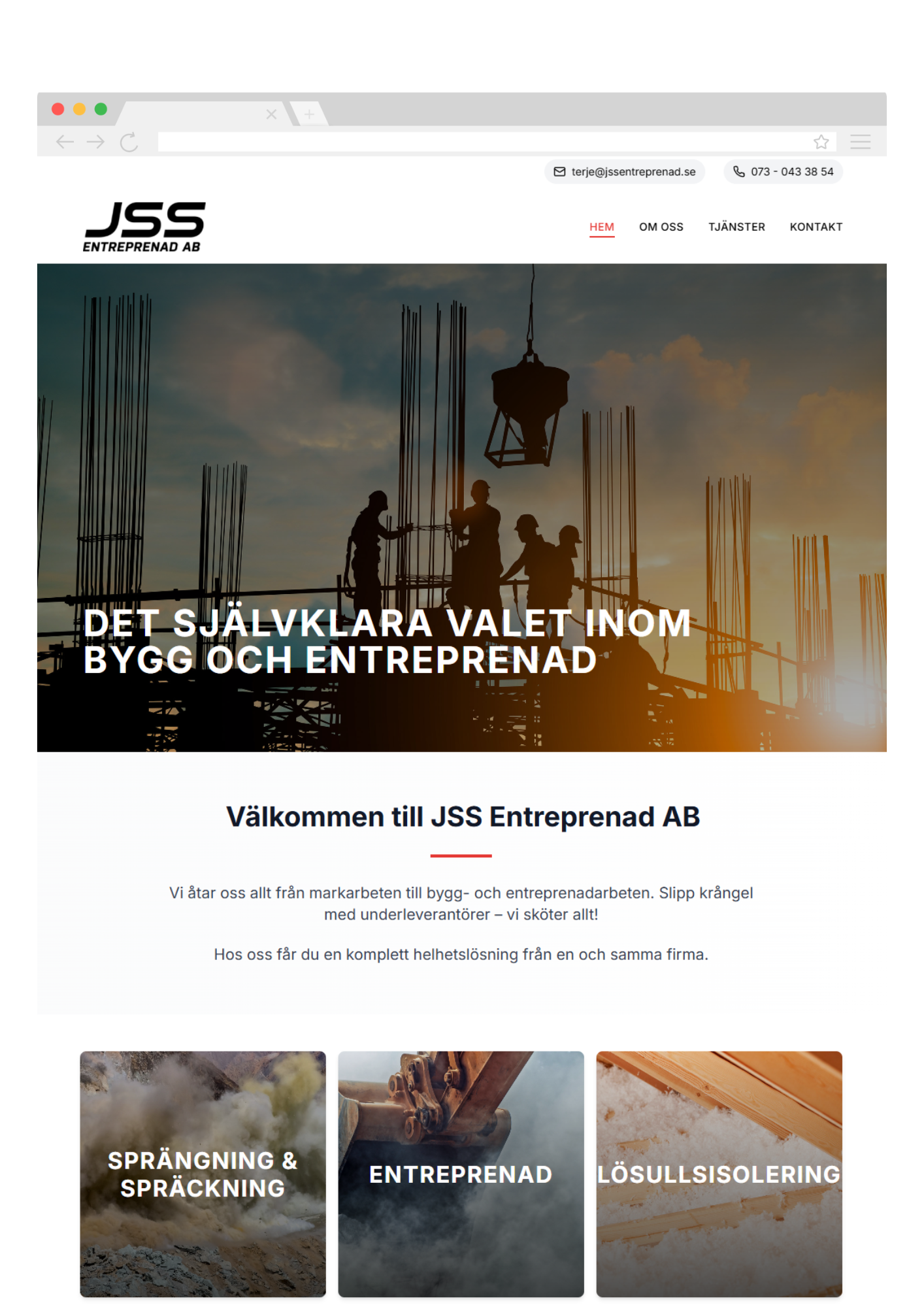JSS Entreprenad AB webbplats